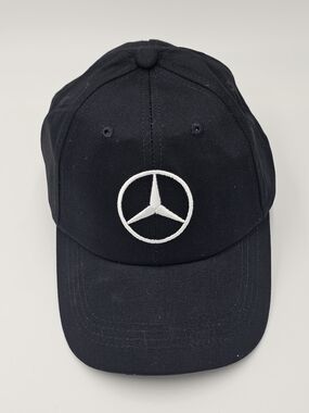 Black Baseball Cap with a Mercedes Benz  Logo In White